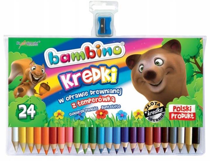 Kredki Ołówkowe Jumbo 24 kolory BAMBINO
