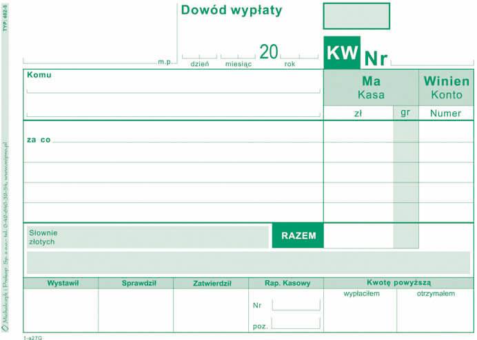 Druk KP Dowód wypłaty A6 402-5