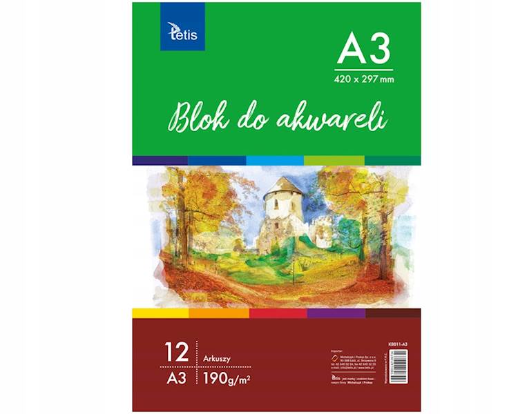 Blok do Akwareli A3 12k 190g TETIS