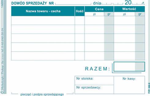 Druk Dowód Sprzedaży A7 260-9