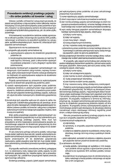 Druk Ewidencja przebiegu pojazdu dla VAT A5 V60