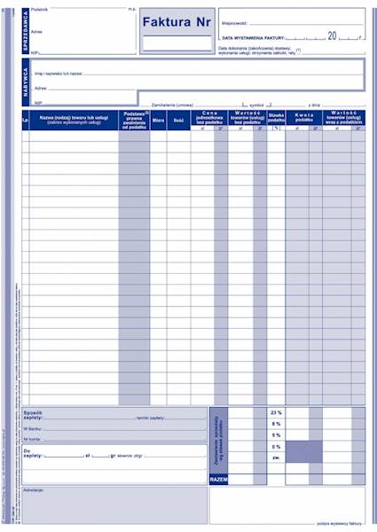 Druk Faktura Vat netto 1+1 A4 101-1E