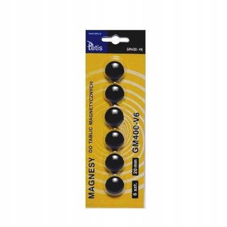 Magnesy do tablic 20mm 6szt czarne TETIS