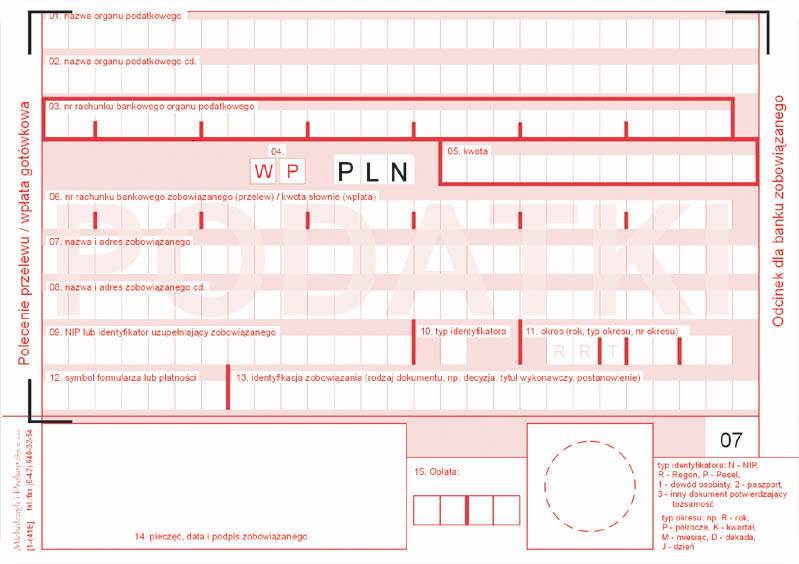 Druk Polecenie przelewu podatki 2-odcinkowe WP-2 A6 471-5