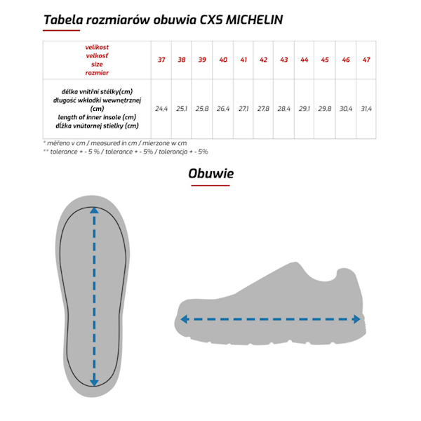 PÓŁBUTY CXS MICHELIN SARNO S3 CZARNO-CZERWONE 43