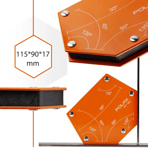 SPAWALNICZY KĄTOWNIK MAGNETYCZNY POLAX 30°,45°,60°,75°,90°,135° 22 KG 115 X 90 X 17 MM