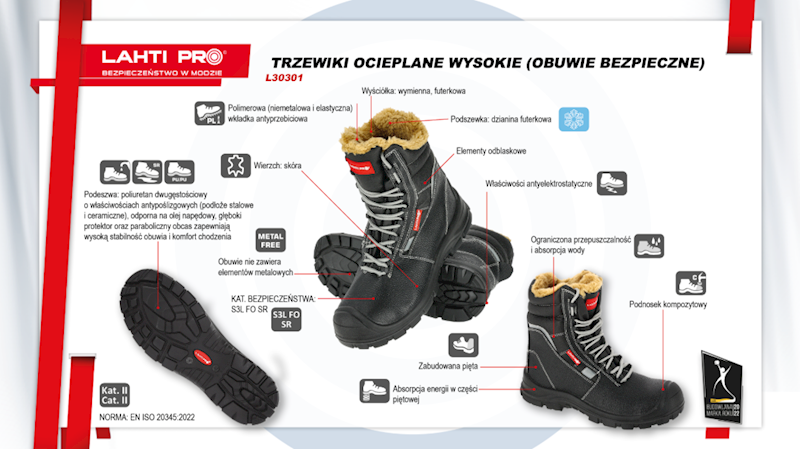 TRZEWIKI OCIEPLANE WYSOKIE LAHTI PRO L30301 S3 SRC CZARNE 42