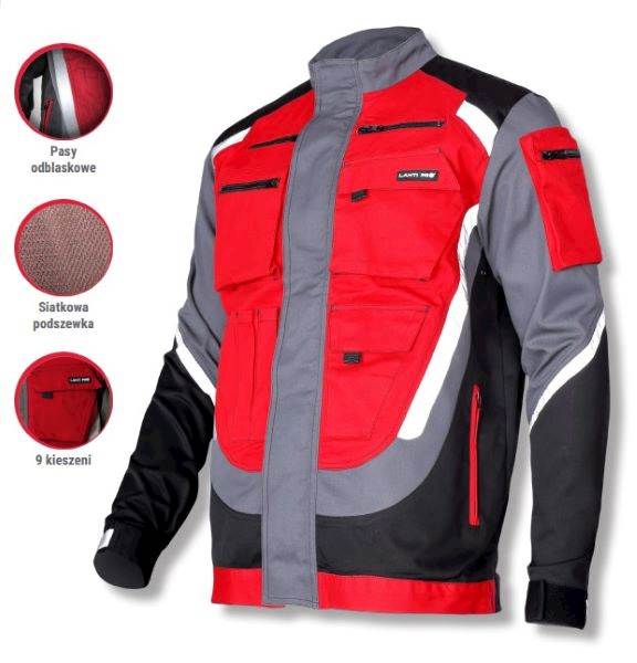 BLUZA ROBOCZA LAHTI PRO L40406 CZARNO-SZARO-CZERWONA L