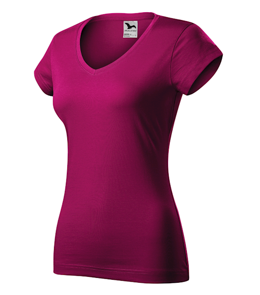 KOSZULKA DAMSKA T-SHIRT MALFINI FIT V-NECK 162 FUCHSIA RED S