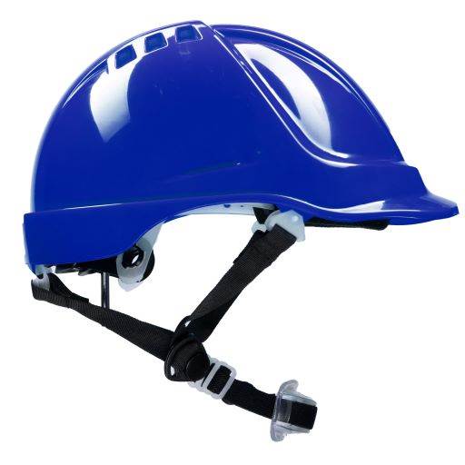 NIEBIESKI HEŁM ABS POLSTAR Z POKRĘTŁEM, 4 PKT. PASEK PODBRÓDKOWY YS-7, REGULACJA OBWODU 53-64 CM