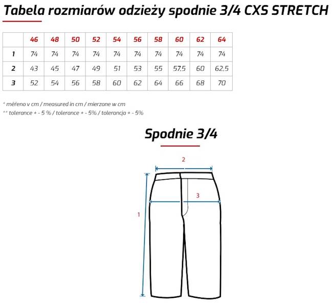 SPODNIE 3/4 CXS STRETCH NIEBIESKO-CZARNE 56