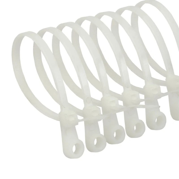 OPASKA KABLOWA Z PIERŚCIENIEM MONTAŻOWYM POLAX 4,2 X 220 MM BIAŁA 100 SZTUK