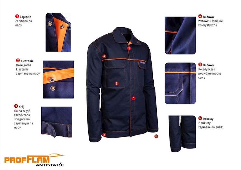 BLUZA POLSTAR PROFFLAM ANTISTATIC GRANATOWA 26