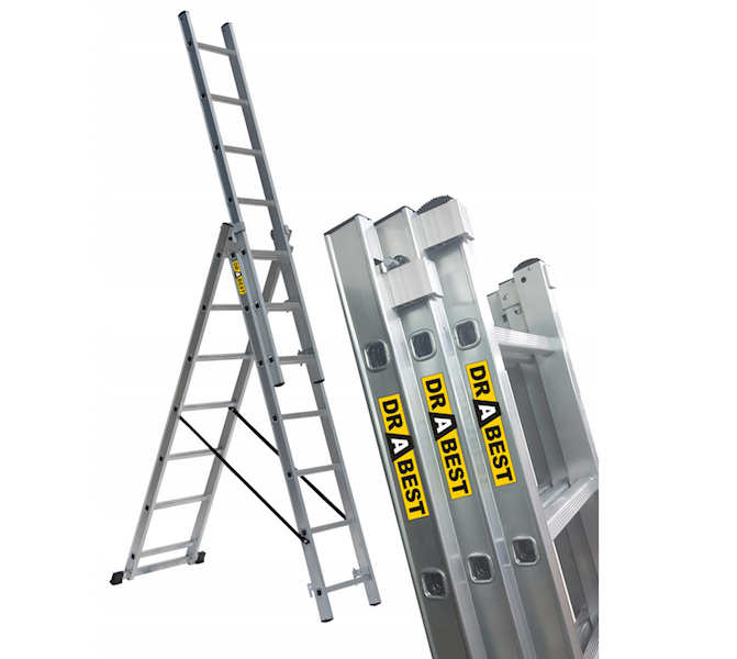DRABINA ALUMINIOWA PRZEM-WIELOF.TŁOCZONA PRO 3X13 STOPNI