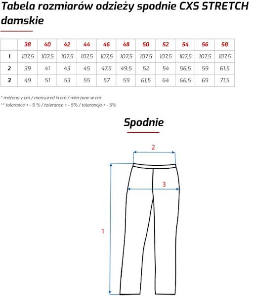 SPODNIE DAMSKIE CXS STRETCH SZARO-CZARNE 48