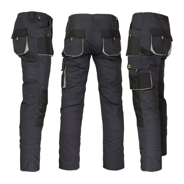 SPODNIE ROBOCZE REIS FORECO-T SBJS STALOWO-CZARNO-JASNOSZARE 52