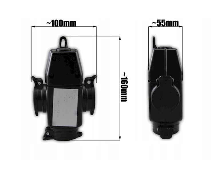 GNIAZDO PRZENOŚNE 3-KROTNE IP44 16A/230A Z KLAPKAMI CZRNE