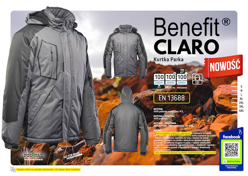 KURTKA OCIEPLANA POLSTAR BENEFIT CLARO CZARNO/SZARA 2XL