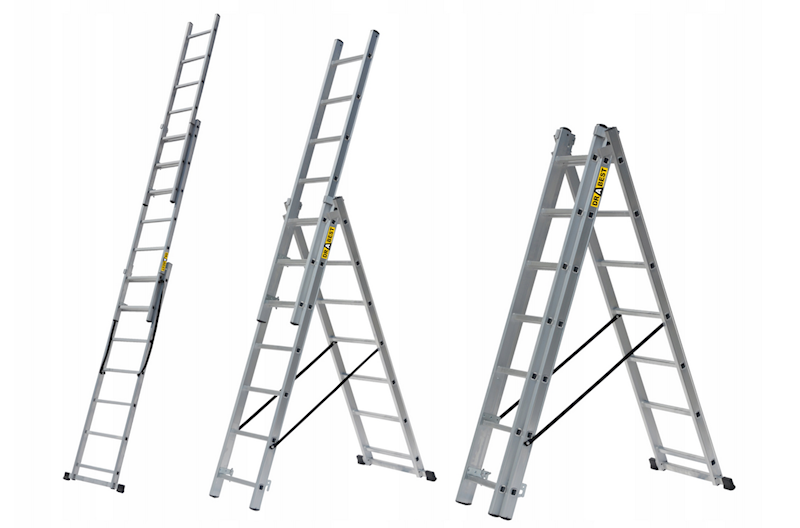 DRABINA ALUMINIOWA PRZEM-WIELOF.TŁOCZONA PRO 3X13 STOPNI