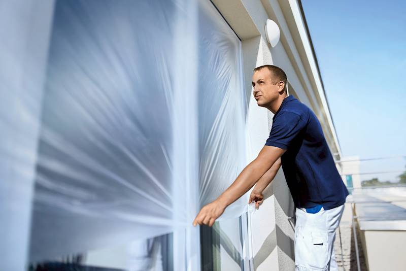 FOLIA MALARSKA ZABEZPIECZAJĄCA Z TAŚMĄ TKANINOWĄ TESA PROFESSIONAL UV 14 X 0,55 M