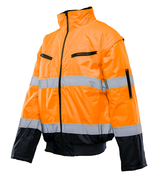 KURTKA OSTRZEGAWCZA BOMBER POLSTAR BENEFIT HI-VI 2w1 POMARAŃCZOWO/GRANATOWA 2XL