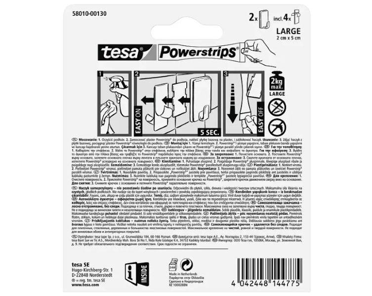 HACZYK SAMOPRZYLEPNY KLASYCZNY TESA POWERSTIPS DO 2 KG BIAŁY
