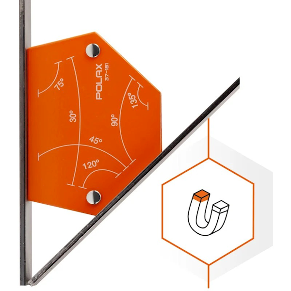 SPAWALNICZY KĄTOWNIK MAGNETYCZNY POLAX 30°,45°,60°,75°,90°,135° 11 KG 100 X 68 X 14 MM