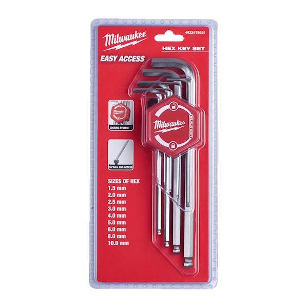 ZESTAW KLUCZY IMBUSOWYCH HEX MILWAUKEE 9 ELEMENTÓW