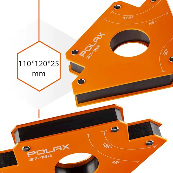 SPAWALNICZY KĄTOWNIK MAGNETYCZNY POLAX 45°,90°,135° 35 KG 110 X 120 X 25 MM