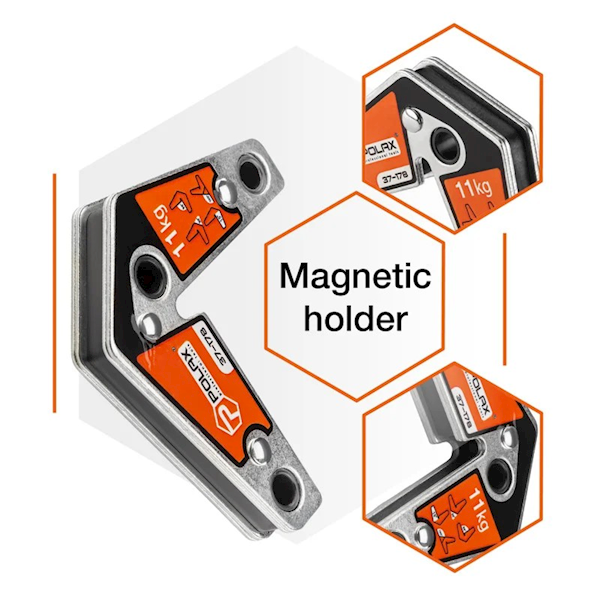 SPAWALNICZY KĄTOWNIK MAGNETYCZNY POLAX 15°,60°,90°,120° 11 KG 75 X 85 MM