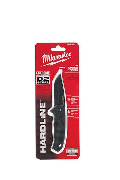 NÓŻ SKŁADANY GŁADKI MILWAUKEE HARDLINE 75 MM