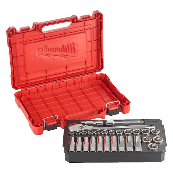 ZESTAW NASADEK 1/2" Z GRZECHOTKĄ MILWAUKEE 28 ELEMENTÓW - WARIANT METRYCZNY