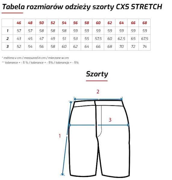 SPODENKI SZORTY CXS STRETCH BIAŁO-SZARE 56