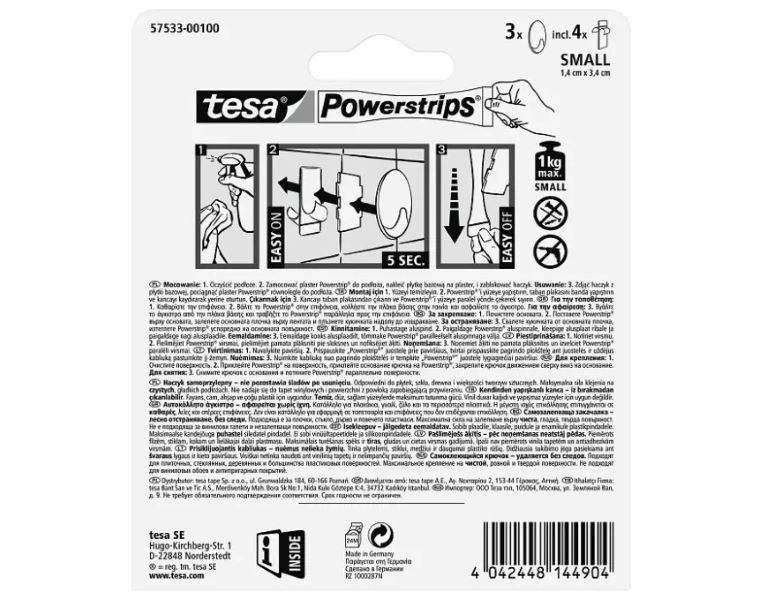 HACZYK SAMOPRZYLEPNY OWALNY TESA POWERSTRIPS DO 1 KG BIAŁY