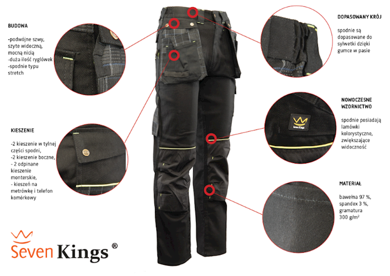 SPODNIE POLSTAR SEVEN KINGS DIAMANT CZARNE 50
