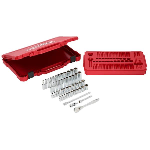 ZESTAW NASADEK 1/4" Z GRZECHOTKĄ MILWAUKEE 50 ELEMENTÓW - METRYCZNE I CALOWE