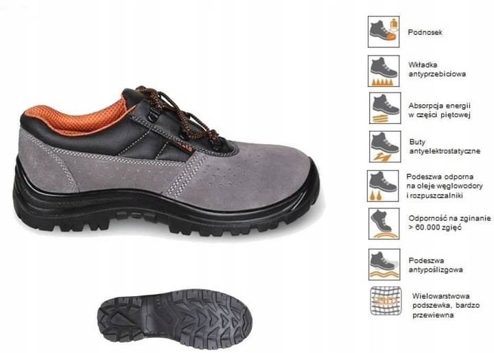 PÓŁBUTY ZAMSZOWE BETA S1P SRC 7246BK SZARO-CZARNE 40