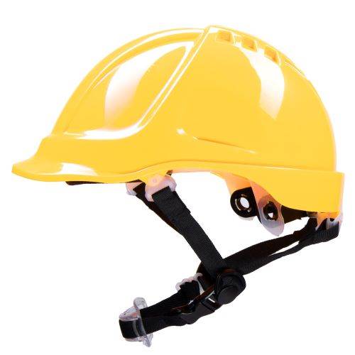 ŻÓŁTY HEŁM ABS POLSTAR Z POKRĘTŁEM, 4 PKT. PASEK PODBRÓDKOWY YS-7, REGULACJA OBWODU 53-64 CM