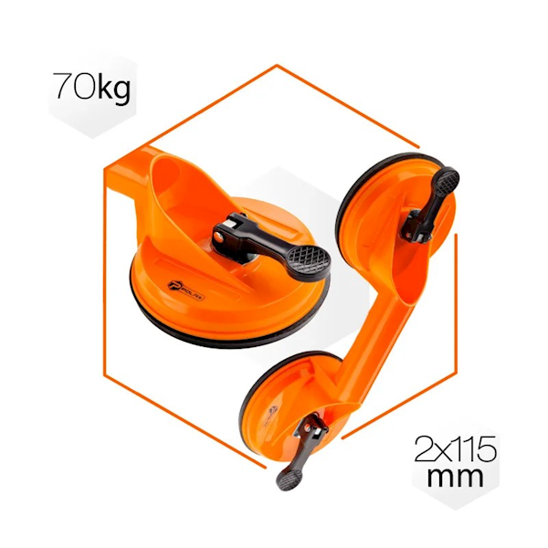 UCHWYT PRZYSSAWKA DO SZYB PODWÓJNA POLAX 115 MM 70 KG