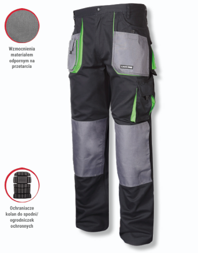 SPODNIE ROBOCZE LAHTI PRO L40506 CZARNO-ZIELONE L (52)