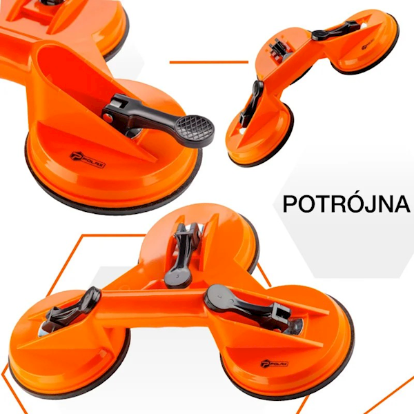 UCHWYT PRZYSSAWKA DO SZYB POTRÓJNA POLAX 115 MM 110 KG
