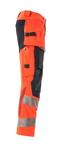 SPODNIE MASCOT ACCELERATE SAFE Z KIESZENIAMI NA KOLANACH CZERWIEŃ HI-VIS/CIEMNY GRANAT 82C 52