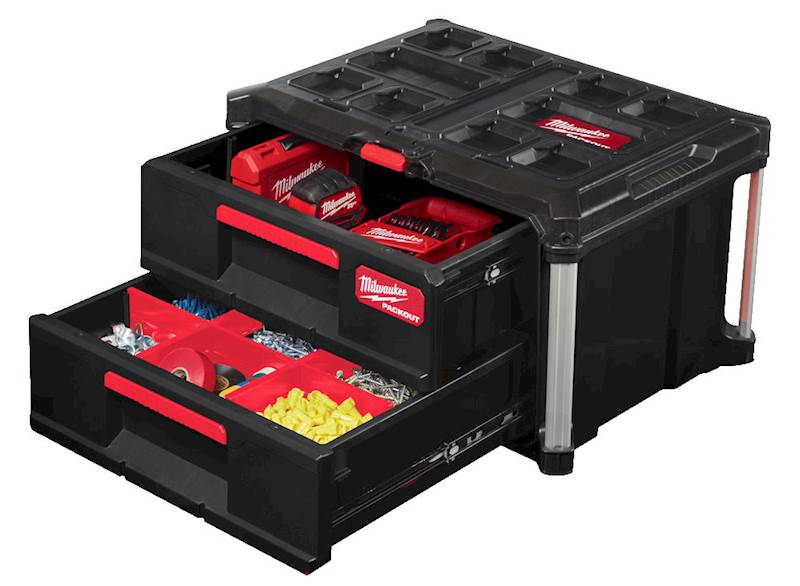 SKRZYNIA NARZĘDZIOWA Z 2 SZUFLADAMI MILWAUKEE PACKOUT DRAWER TOOL BOX
