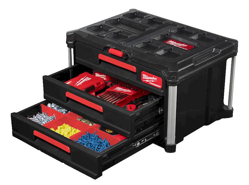 SKRZYNIA NARZĘDZIOWA Z 3 SZUFLADAMI MILWAUKEE PACKOUT DRAWER TOOL BOX