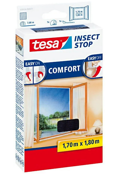 MOSKITIERA OKIENNA COMFORT CZARNA 1,7M X 1,8M