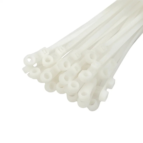 OPASKA KABLOWA Z PIERŚCIENIEM MONTAŻOWYM POLAX 4,2 X 220 MM BIAŁA 100 SZTUK