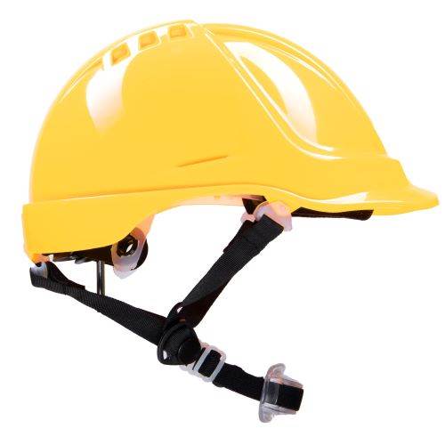 ŻÓŁTY HEŁM ABS POLSTAR Z POKRĘTŁEM, 4 PKT. PASEK PODBRÓDKOWY YS-7, REGULACJA OBWODU 53-64 CM