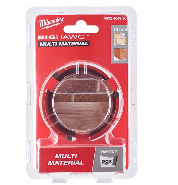 OTWORNICA Z WĘGLIKIEM WOLFRAMU MILWAUKEE BIG HAWG MULTI MATERIAL 70 MM