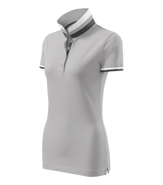 KOSZULKA POLO DAMSKA MALFINI COLLAR UP 257 SILVER GRAY M