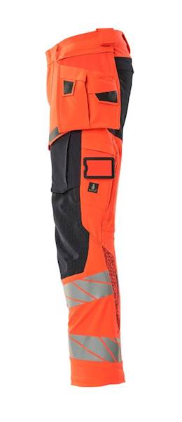 SPODNIE MASCOT ACCELERATE SAFE Z KIESZENIAMI NA KOLANACH CZERWIEŃ HI-VIS/CIEMNY GRANAT 82C 52